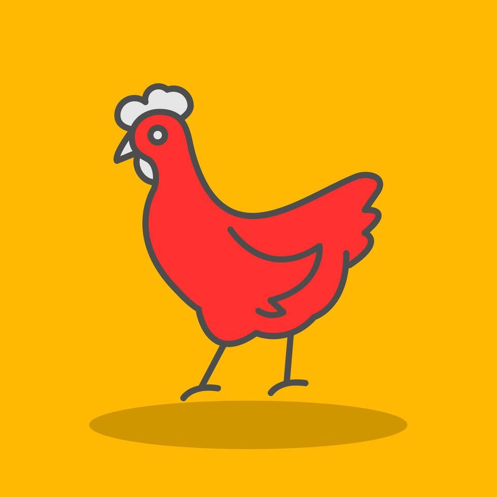 poulet rempli ombre icône vecteur