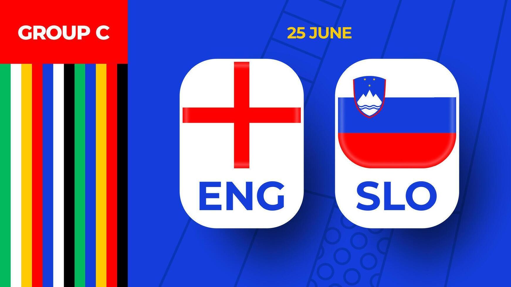 Angleterre contre slovénie Football 2024 rencontre contre. 2024 groupe étape championnat rencontre contre équipes intro sport arrière-plan, championnat compétition vecteur