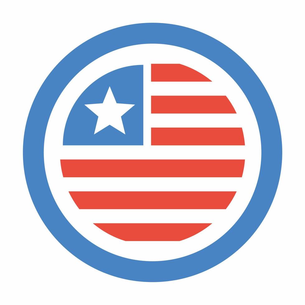 drapeau américain en icône ronde flat.eps vecteur
