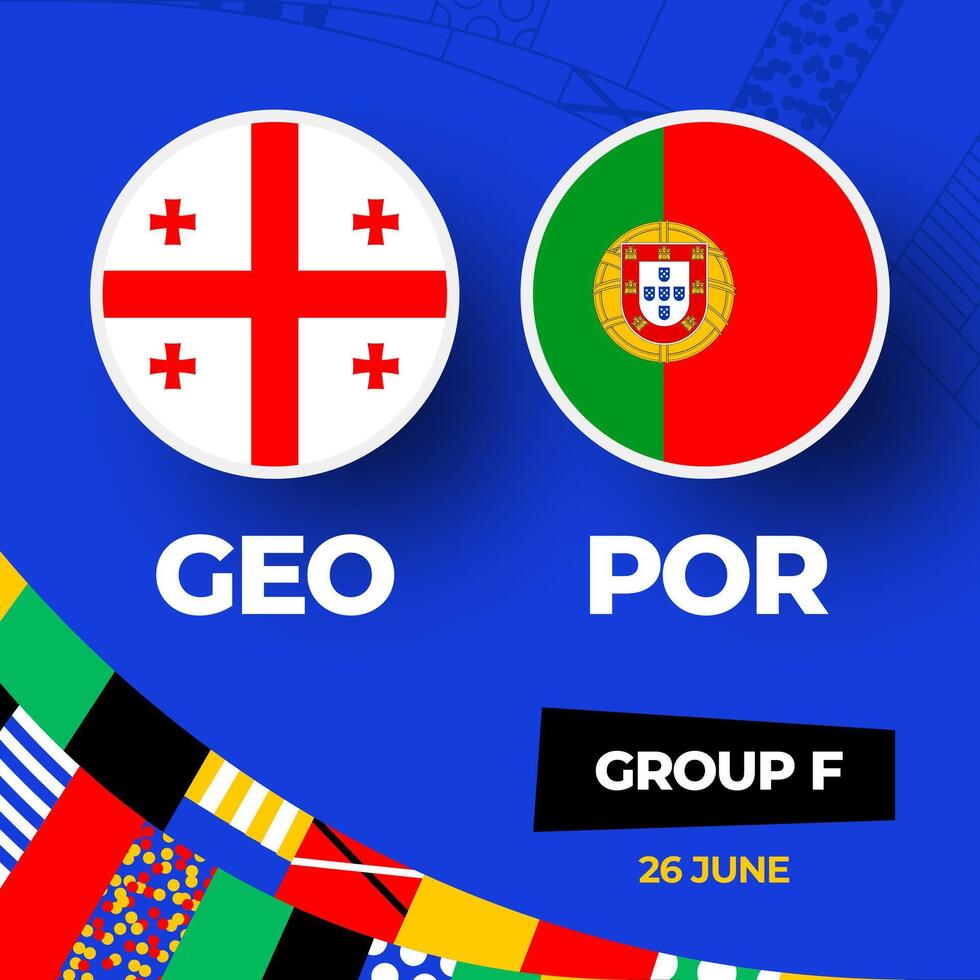 Géorgie contre le Portugal Football 2024 rencontre contre. 2024 groupe étape championnat rencontre contre équipes intro sport arrière-plan, championnat compétition vecteur