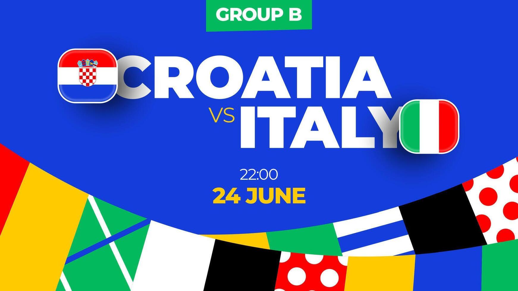 Croatie contre Italie Football 2024 rencontre contre. 2024 groupe étape championnat rencontre contre équipes intro sport arrière-plan, championnat compétition vecteur