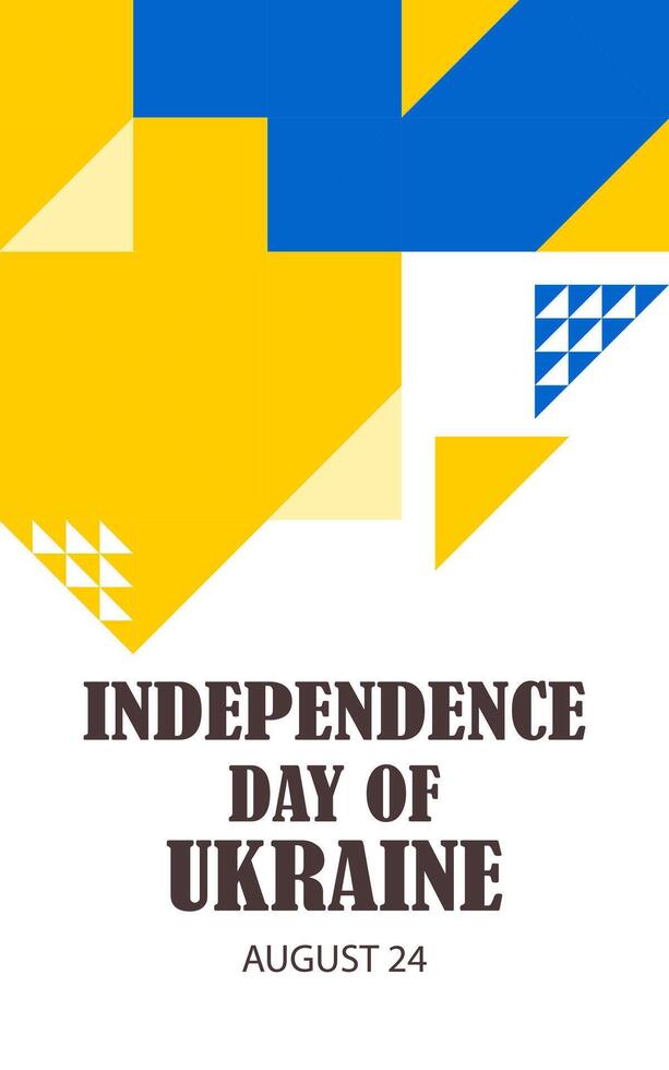 indépendance journée de Ukraine. août 24. verticale blanc affiche avec Jaune et bleu Triangles. vecteur