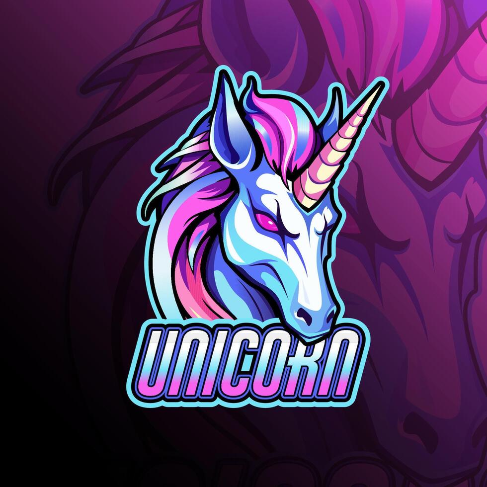 Licorne mascotte logo conception pour badge, emblème, esport et T-shirt impression vecteur