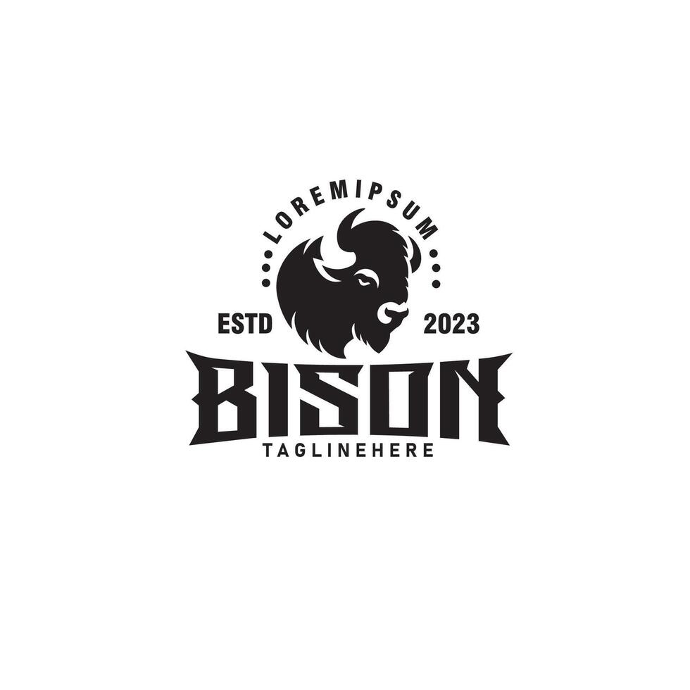 bison buffle tête silhouette ancien logo conception modèle vecteur