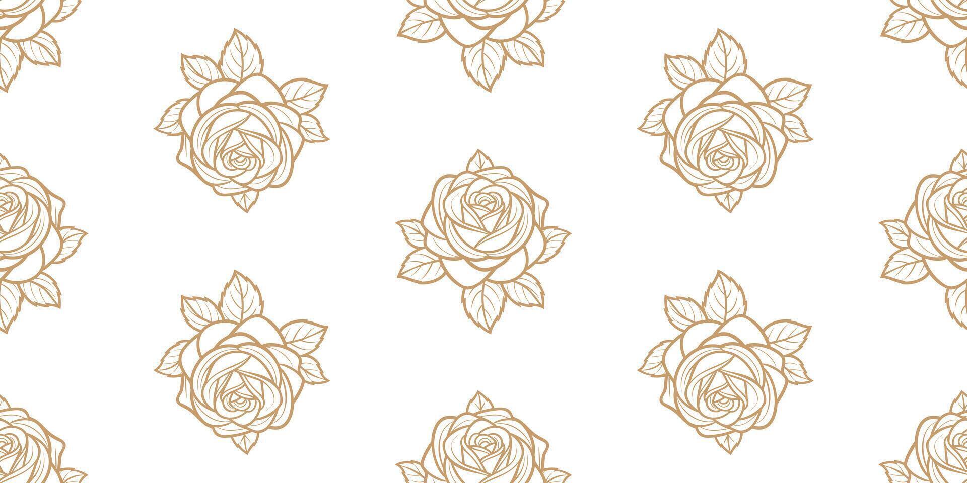 sans couture modèle avec or des roses sur blanc Contexte. sans couture modèle avec fleurs. illustration. vecteur