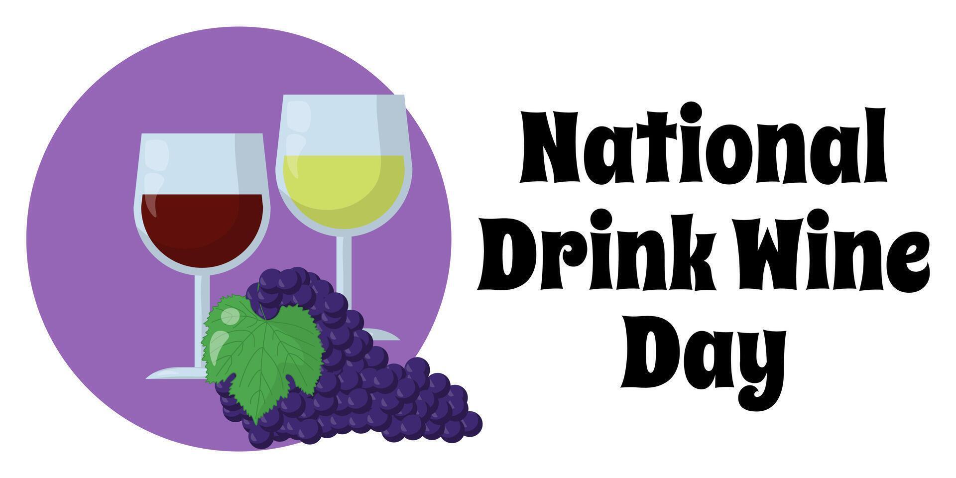 nationale boisson du vin jour, Facile horizontal boisson affiche ou bannière conception vecteur
