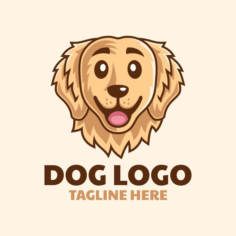 d'or retriever tête dessin animé logo conception vecteur