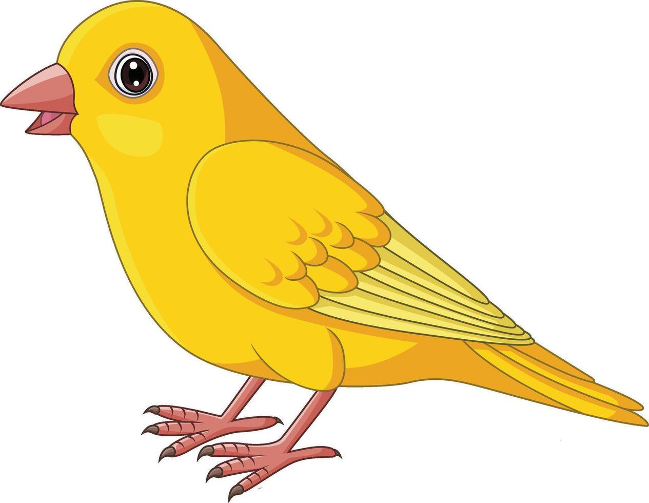 dessin animé Jaune canari oiseau sur blanc Contexte vecteur