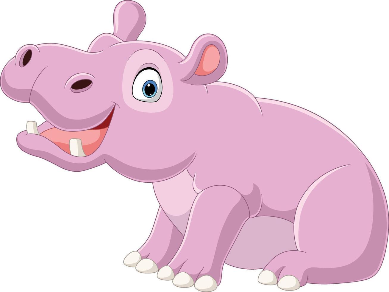 dessin animé drôle bébé hippopotame assis vecteur