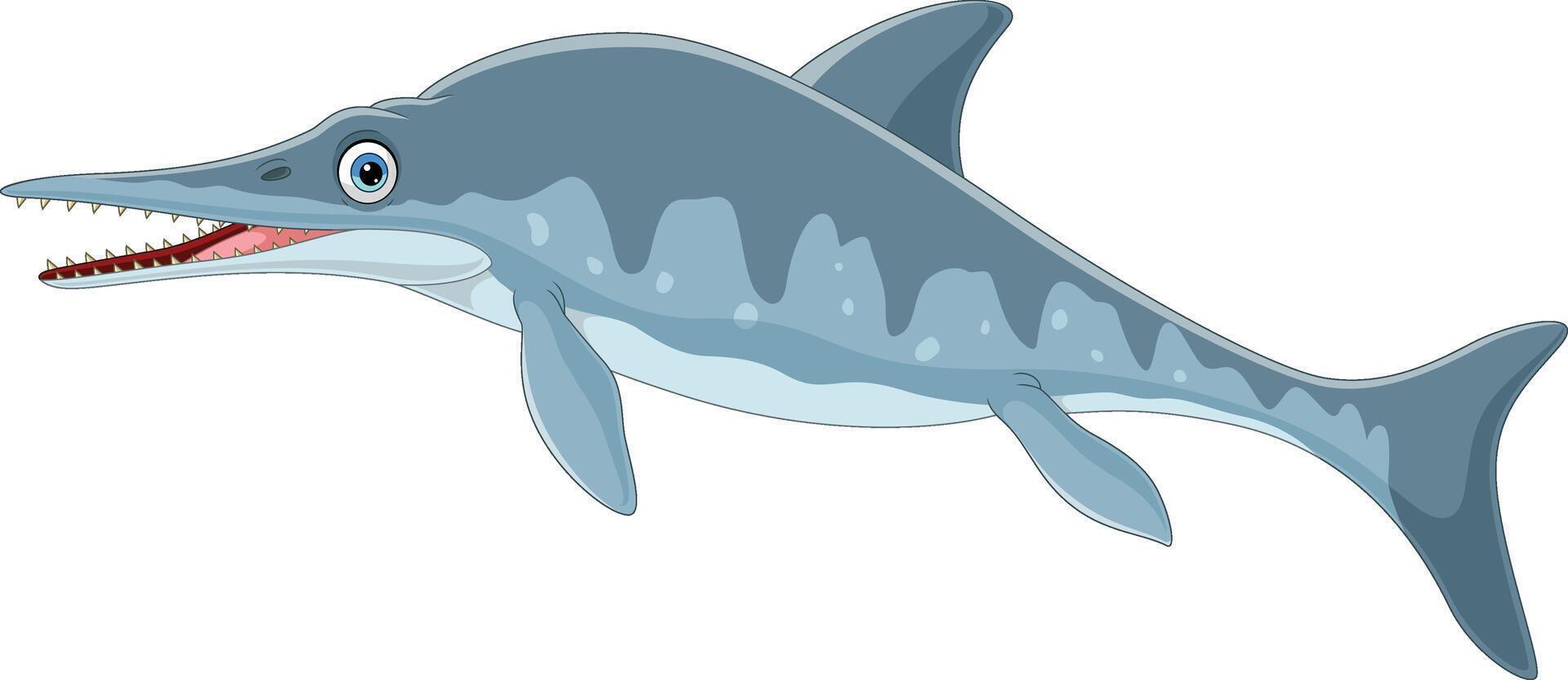 dessin animé ichtyosaure sur blanc Contexte vecteur