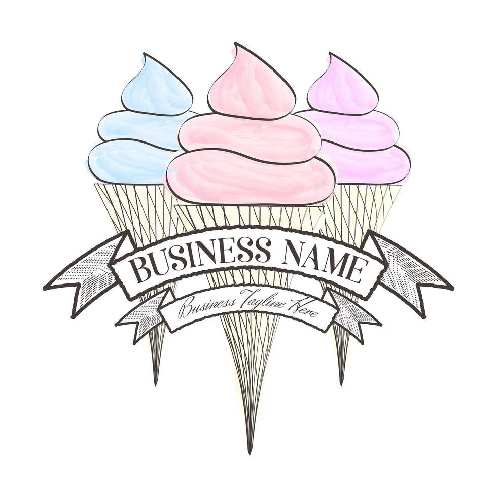 la glace crème magasin logo dans aquarelle style vecteur