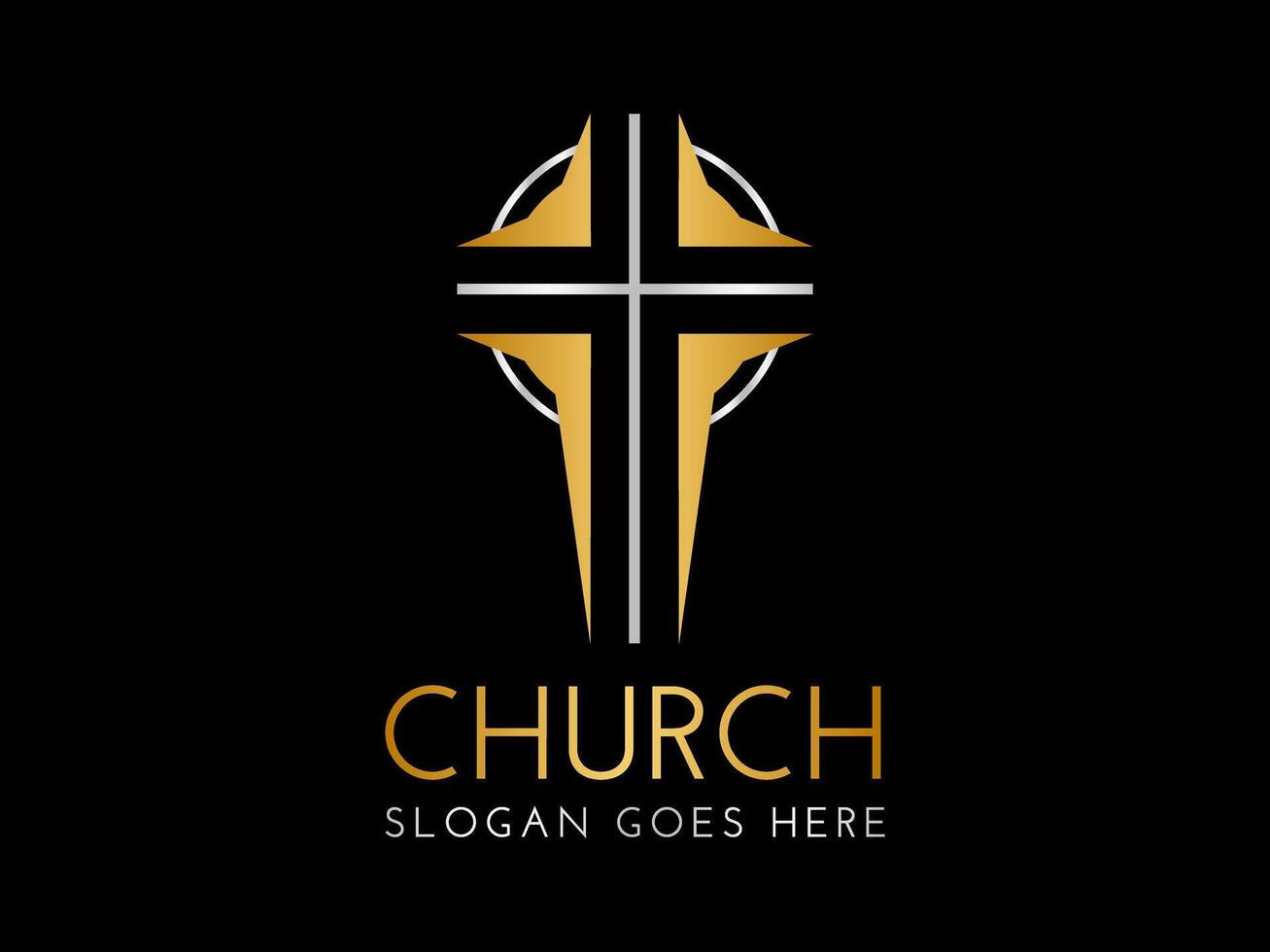 chrétien église logo avec traverser vecteur