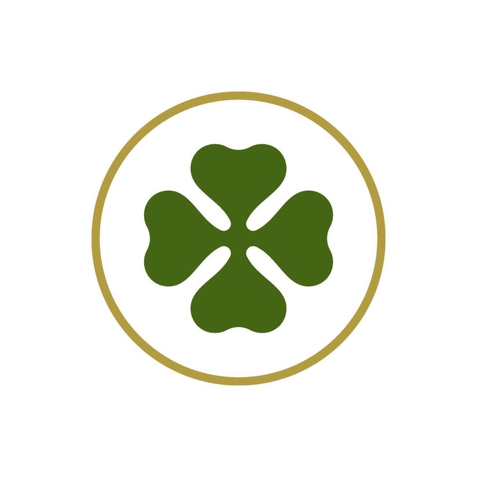 Saint patrick's journée vert trèfle d'or cercle Cadre irlandais chanceux fortune ancien icône vecteur plat