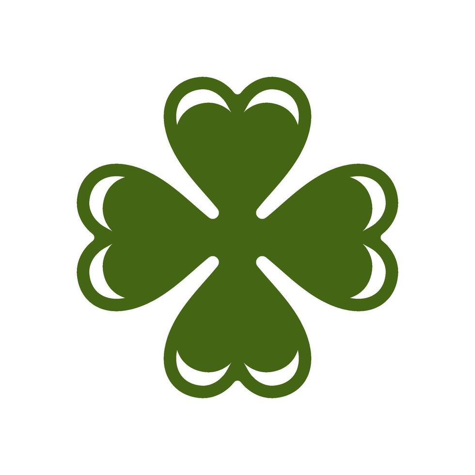 Saint patrick's journée chanceux irlandais vert trèfle pétales feuilles fortune mascotte ancien icône vecteur plat