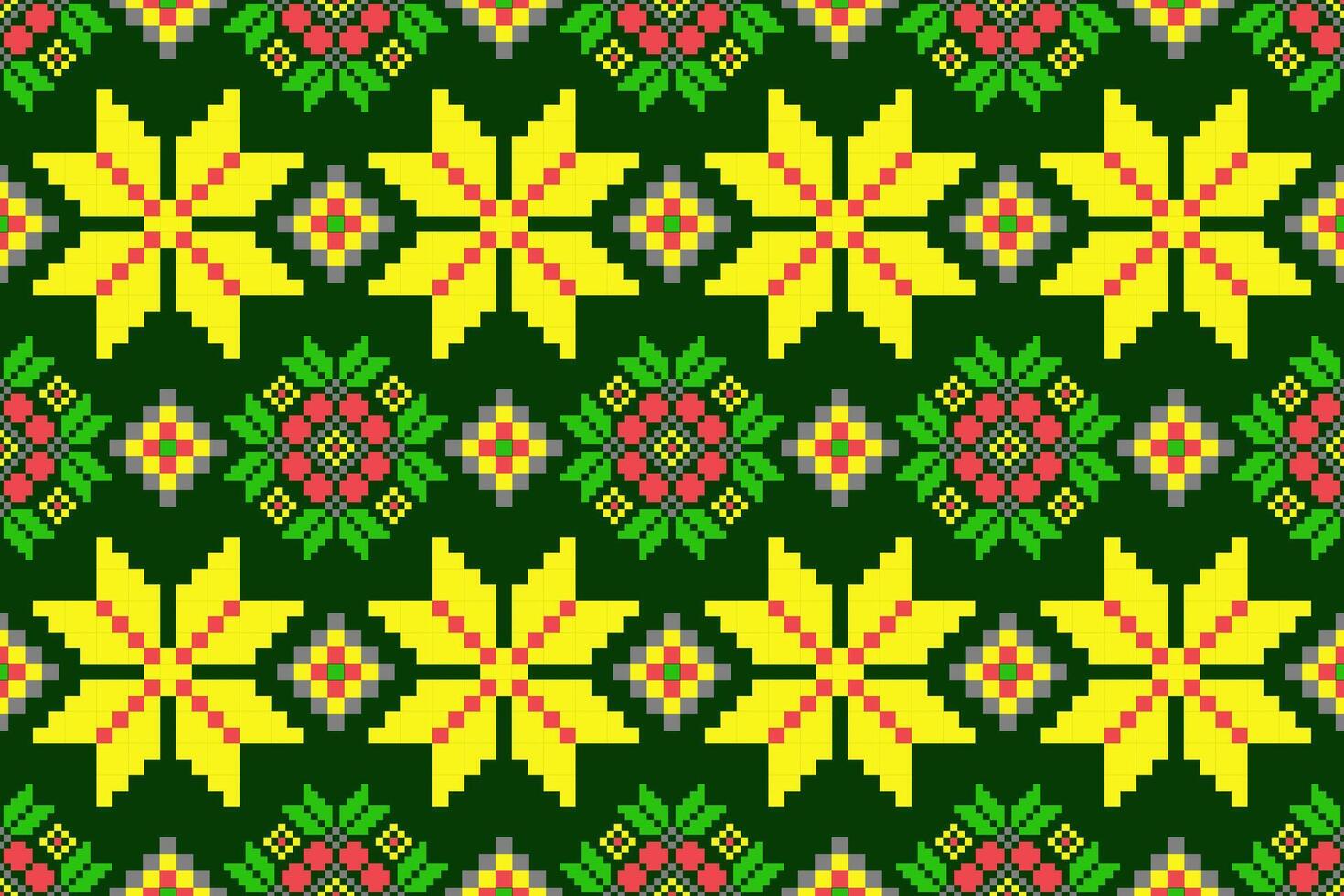géométrique ethnique floral pixel art broderie, aztèque style, abstrait Contexte conception pour tissu, vêtements, textile, emballage, décoration, foulard, imprimer, fond d'écran, table coureur. vecteur