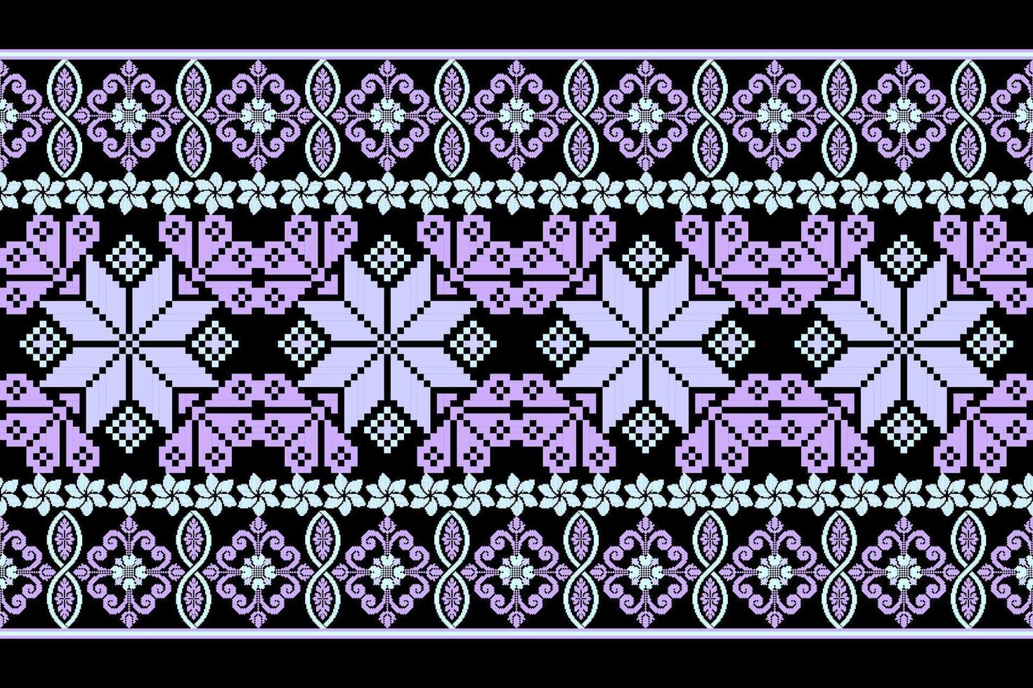 géométrique ethnique floral pixel art broderie, aztèque style, abstrait Contexte conception pour tissu, vêtements, textile, emballage, décoration, foulard, imprimer, fond d'écran, table coureur. vecteur