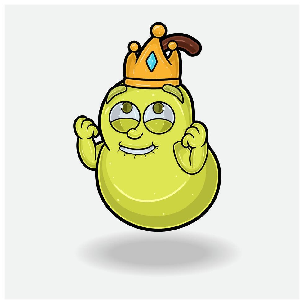 content expression avec poire fruit couronne mascotte personnage dessin animé. vecteur