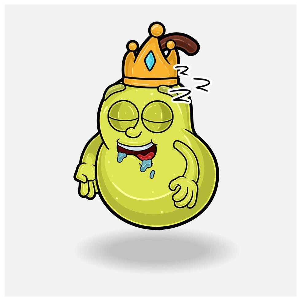 sommeil expression avec poire fruit couronne mascotte personnage dessin animé. vecteur