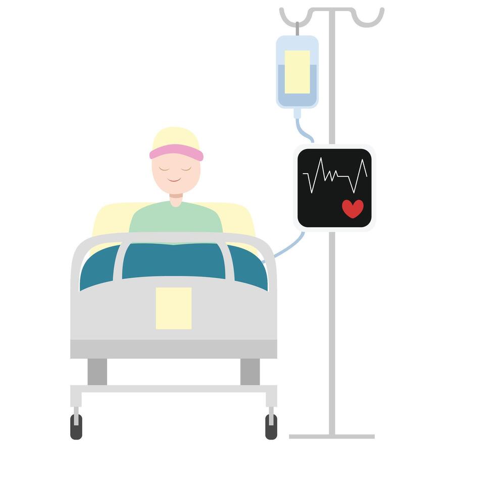 patient hôpital lit moniteur et liquide vecteur