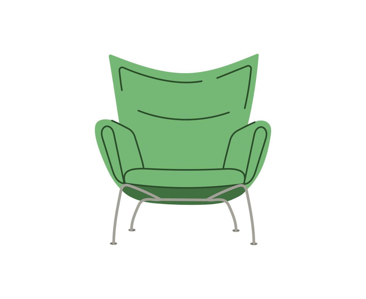 vert fauteuil scandinave isolé sur blanc fondpour le intérieurs de pièces. illustration plat style vecteur