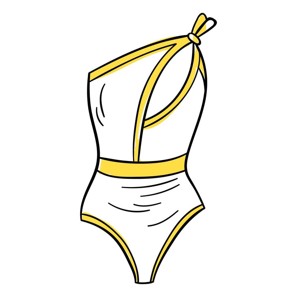 plage une pièce maillot de bain dans boho style. été essentiel. article pour les vacances et voyages. clipart pour conception de vacances des produits. vecteur