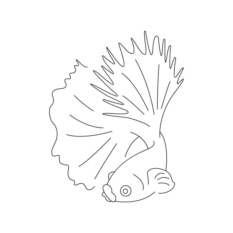 mignonne dessin animé tropical poisson betta splendides. isolé illustration dans linéaire style. vecteur