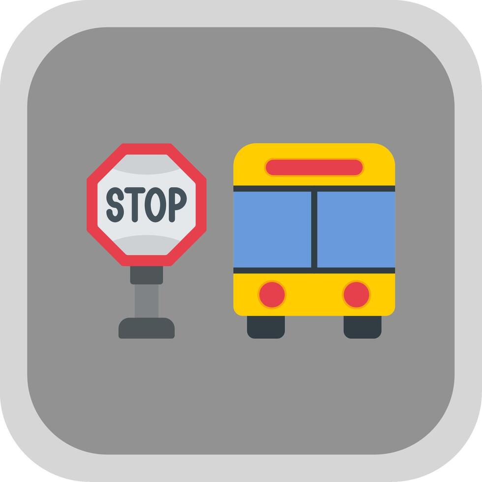 autobus Arrêtez plat rond coin icône vecteur