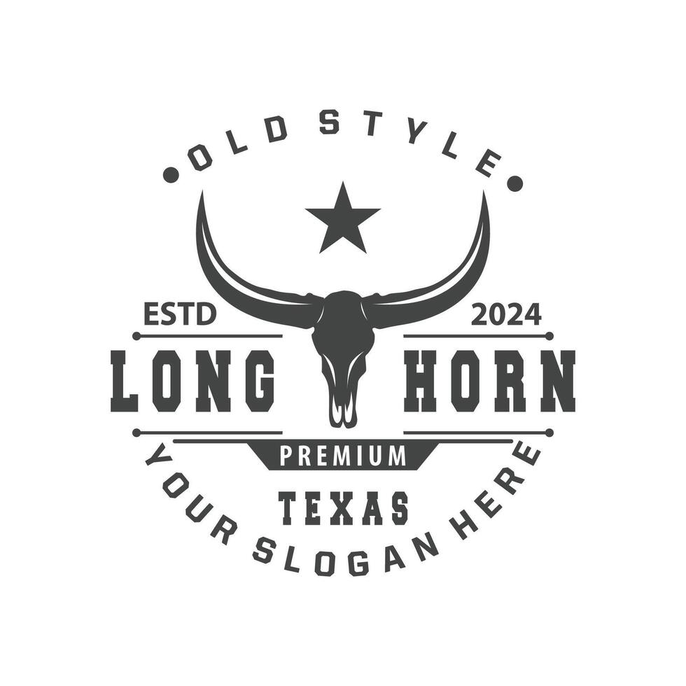 longhorn animal logo conception, ferme rétro ancien klaxon minimaliste Facile modèle illustration vecteur