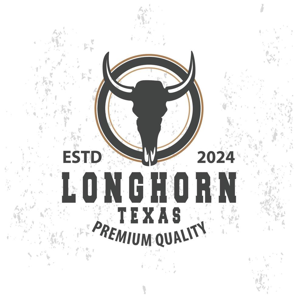 longhorn animal logo conception, ferme rétro ancien klaxon minimaliste Facile modèle illustration vecteur