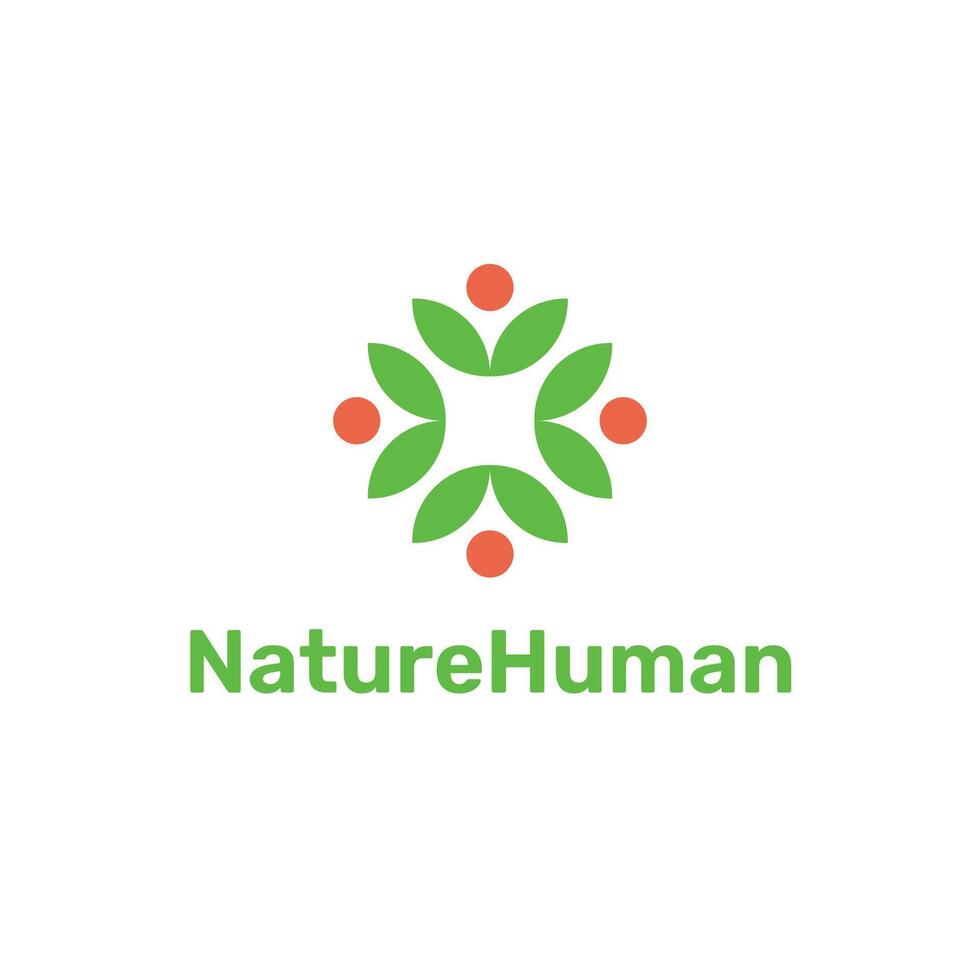 Humain ensemble la nature feuilles logo vecteur