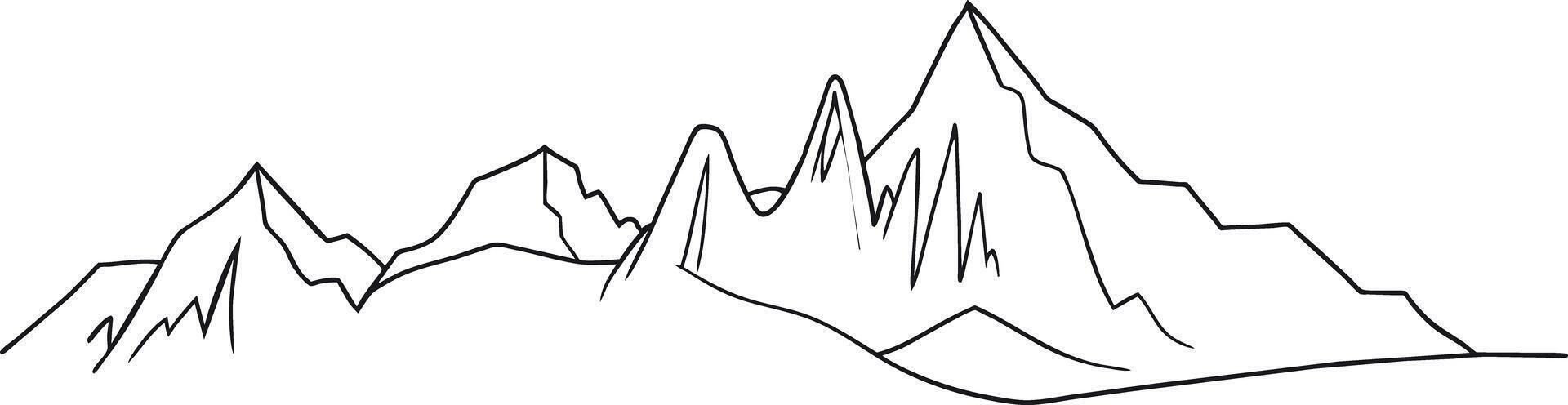 une Montagne intervalle est tiré dans noir et blanc vecteur