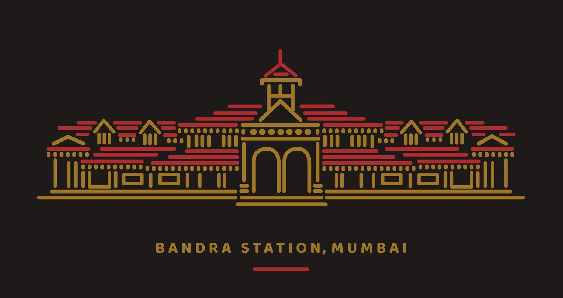 bandera chemin de fer station de mumbai illustration. vecteur