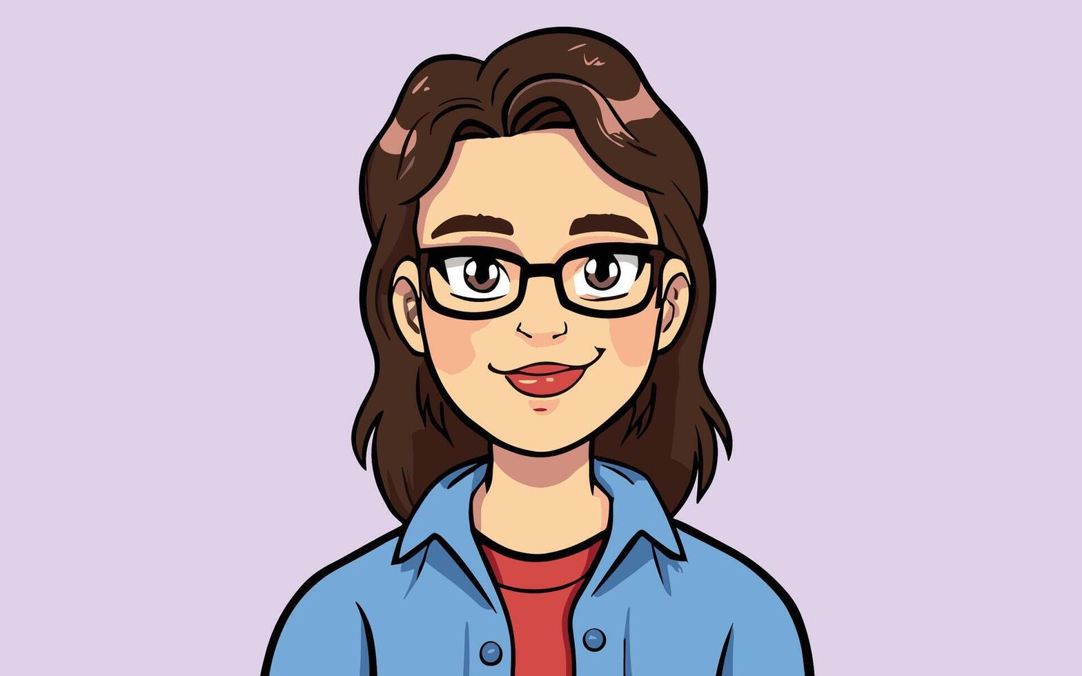 femme avec des lunettes dessin animé style profil avatar image vecteur