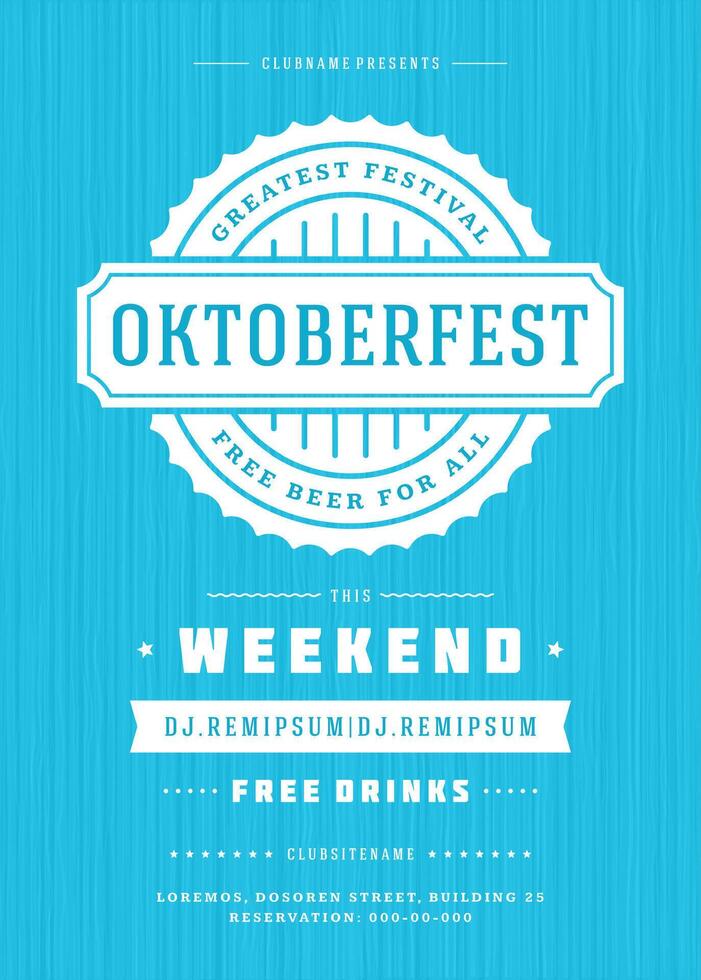 oktoberfest Bière Festival fête rétro typographie affiche ou prospectus vecteur