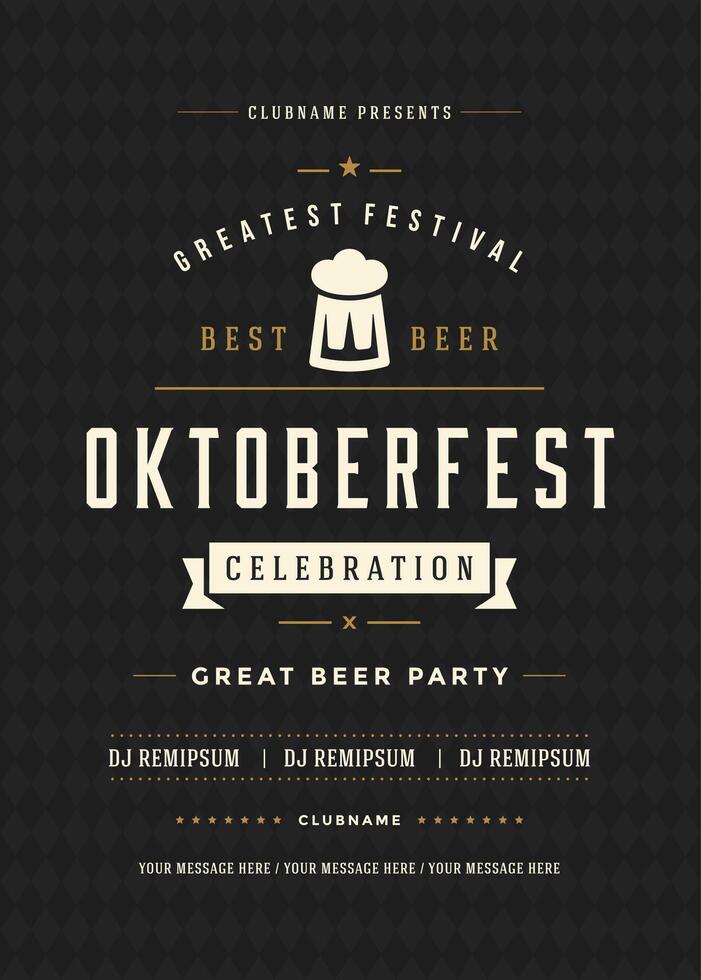 oktoberfest Bière Festival fête rétro typographie affiche ou prospectus vecteur