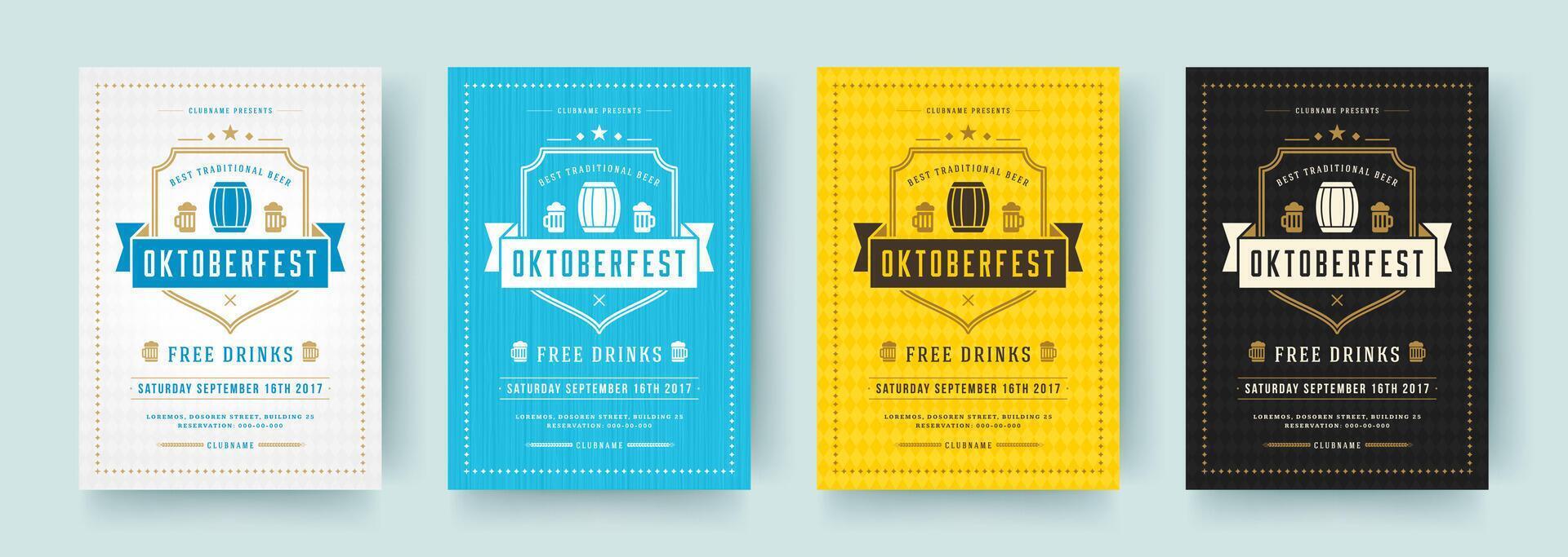 oktoberfest prospectus ou affiches rétro typographie modèles conception invitations Bière Festival fête. vecteur