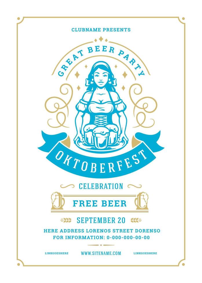 oktoberfest prospectus ou affiche rétro typographie modèle conception invitation Bière Festival fête illustration. vecteur