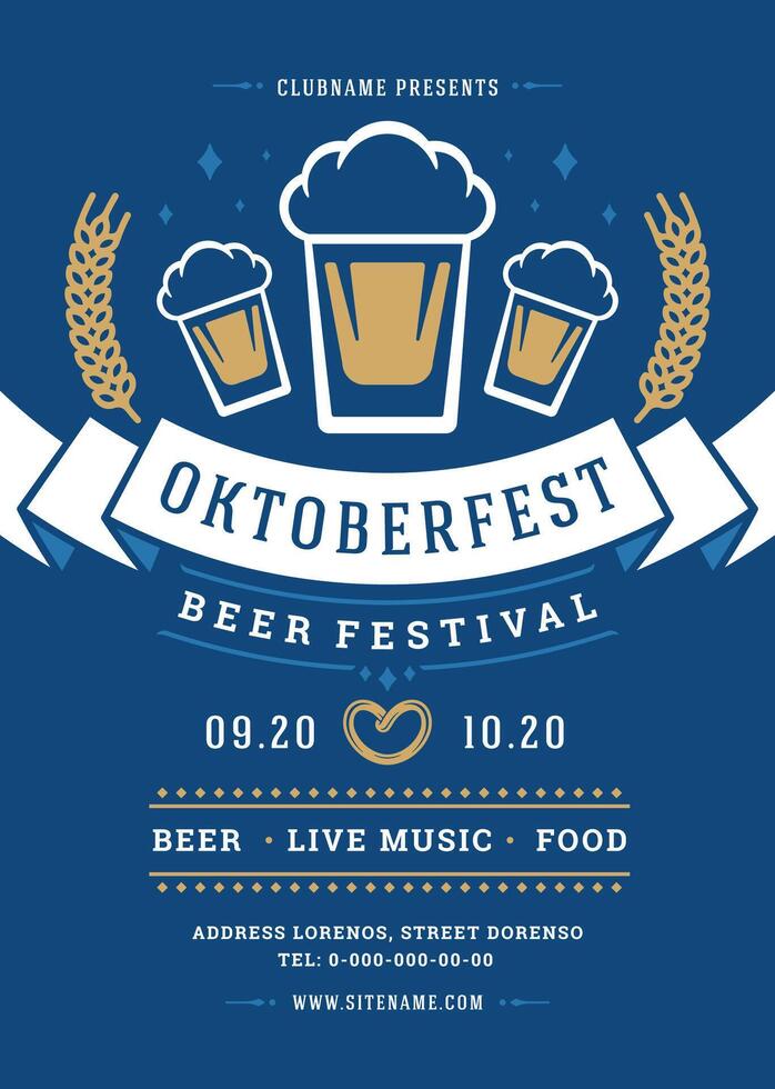 oktoberfest prospectus ou affiche rétro typographie modèle conception invitation Bière Festival fête illustration. vecteur