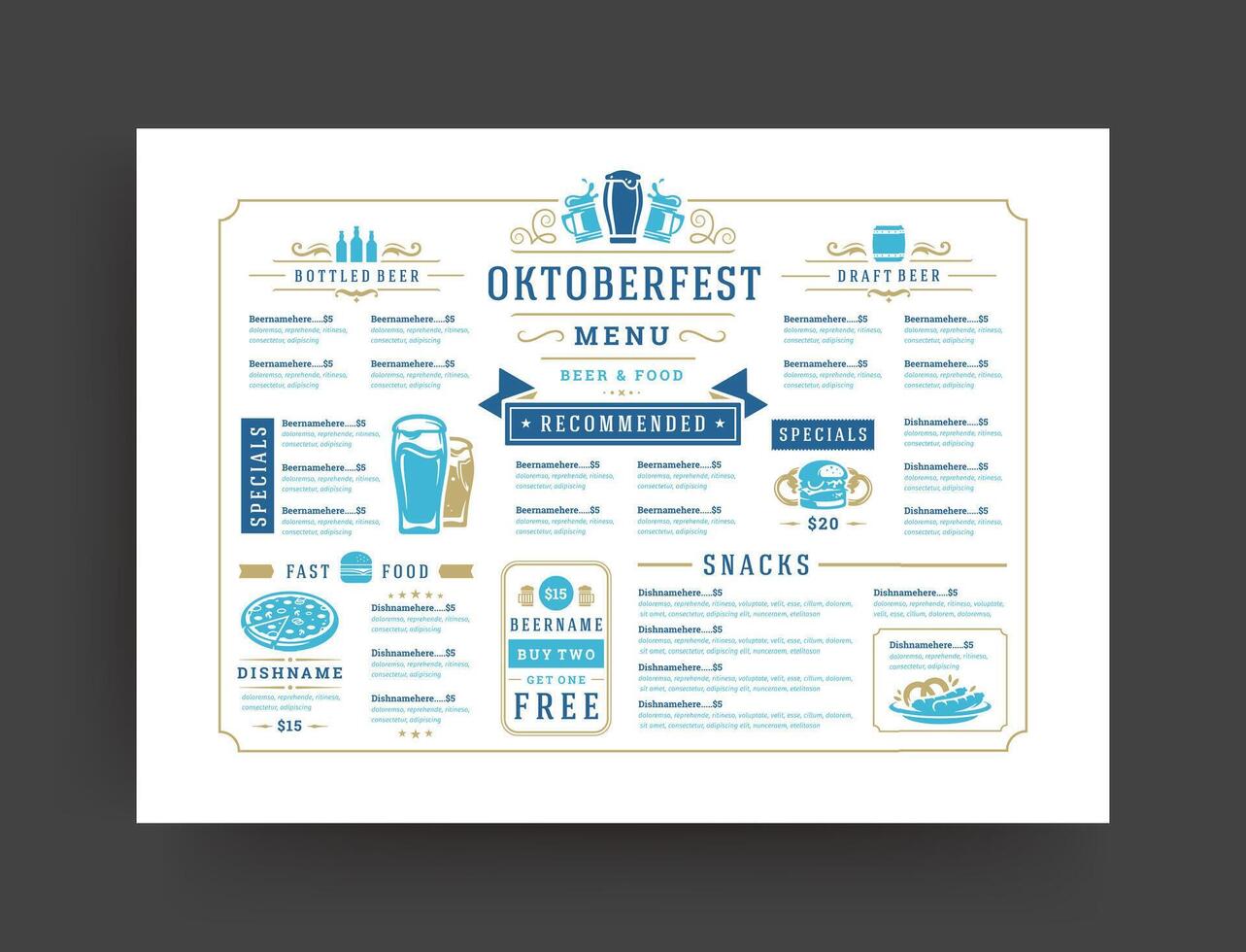 oktoberfest menu ancien typographie modèle Bière Festival fête conception illustration. vecteur