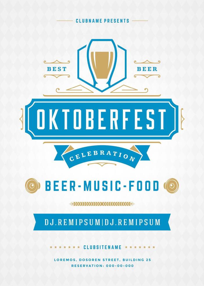 oktoberfest Bière Festival fête rétro typographie affiche ou prospectus vecteur