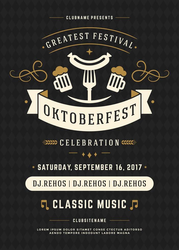 oktoberfest Bière Festival fête rétro typographie affiche ou prospectus vecteur