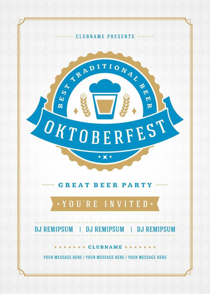 oktoberfest Bière Festival fête rétro typographie affiche ou prospectus vecteur