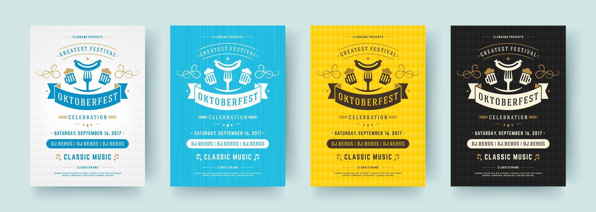 oktoberfest prospectus ou affiches rétro typographie modèles conception invitations Bière Festival fête. vecteur