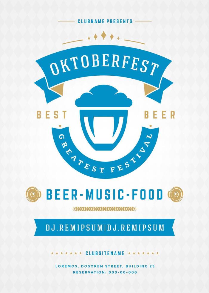 oktoberfest Bière Festival fête rétro typographie affiche ou prospectus vecteur