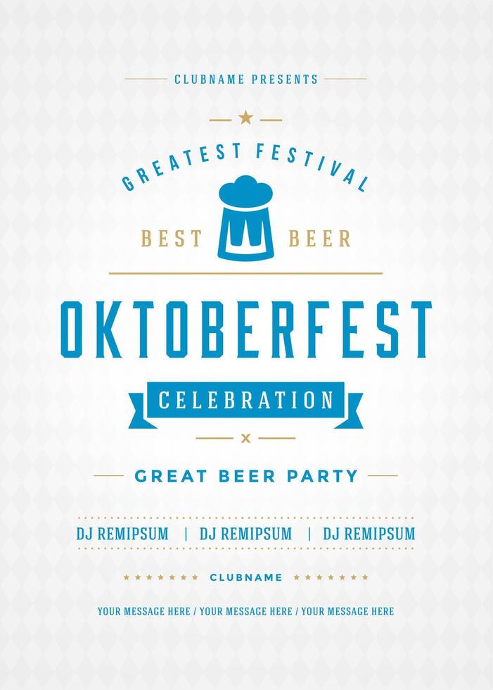 oktoberfest Bière Festival fête rétro typographie affiche ou prospectus vecteur