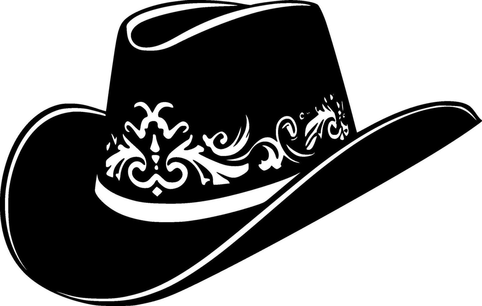cow-boy chapeau - noir et blanc isolé icône - illustration vecteur