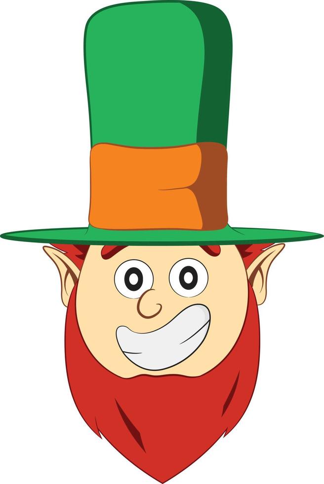 personnage de lutin de la saint patrick. tête de lutin isolé sur fond blanc. vecteur