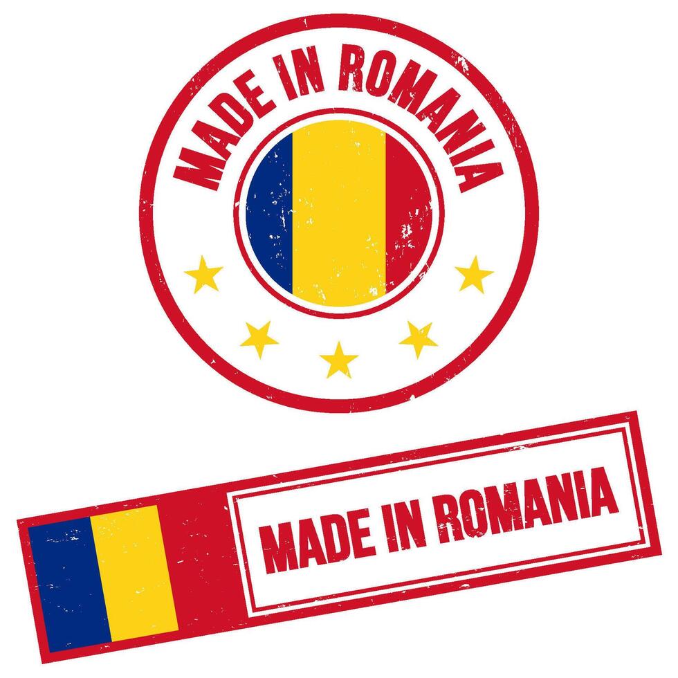 fabriqué dans Roumanie timbre signe grunge style vecteur