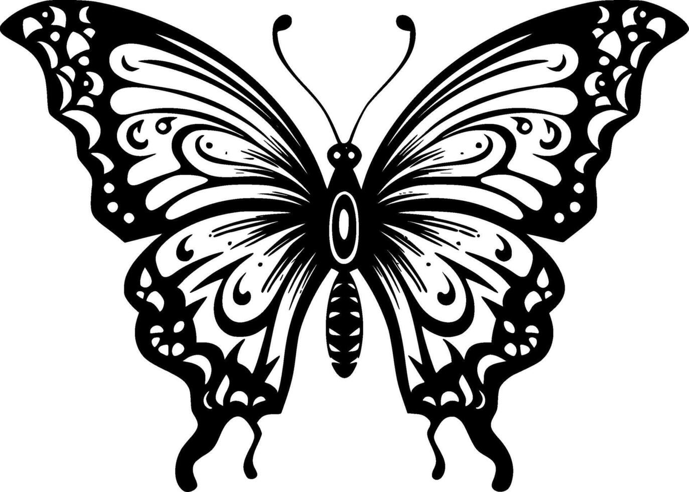 papillon - noir et blanc isolé icône - illustration vecteur
