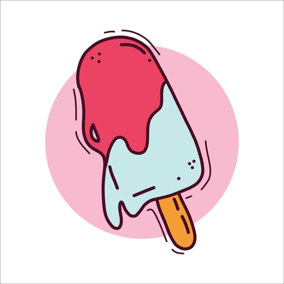 la glace crème popsicle fusion dessin animé icône illustration vecteur